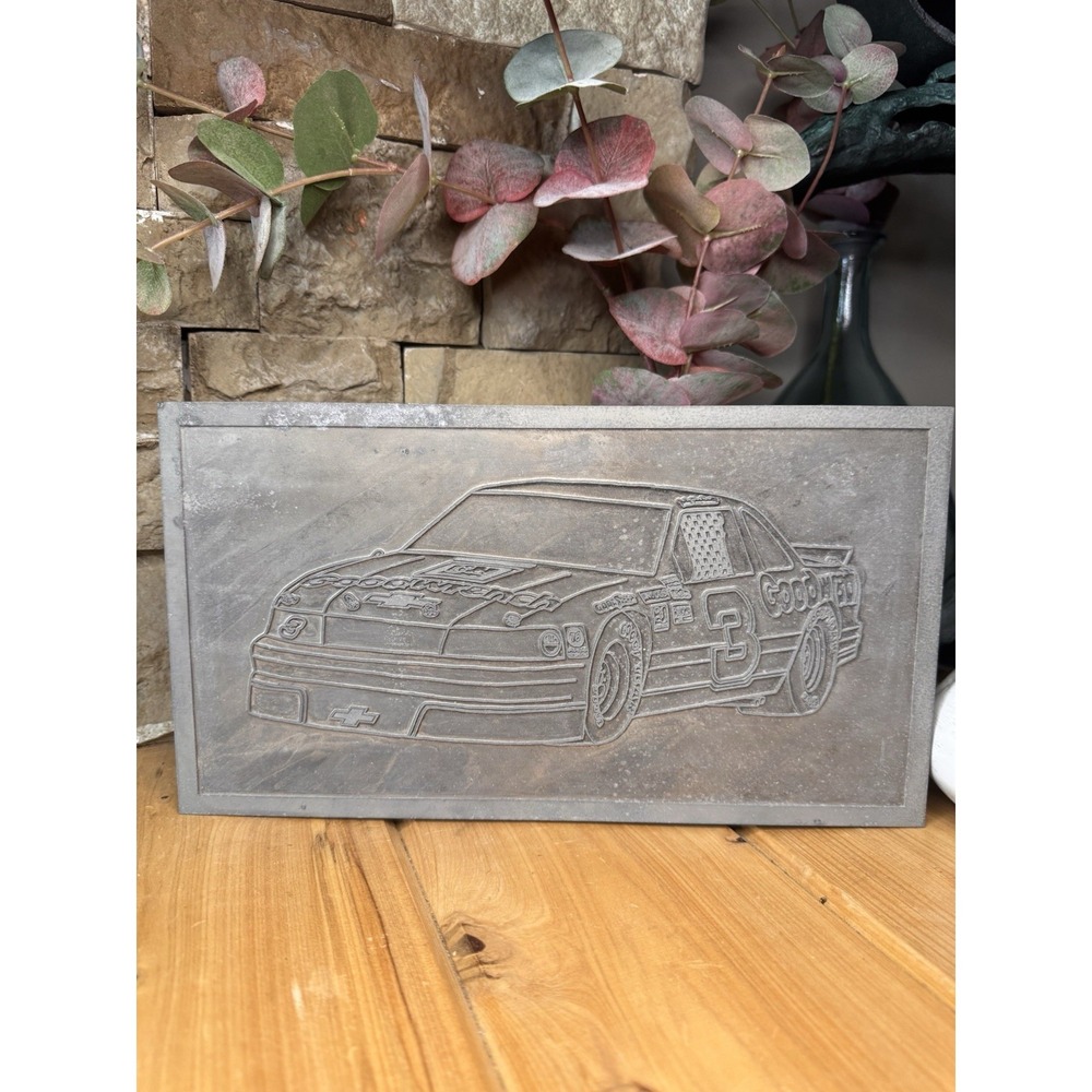 Vintage Dale Earnhardt Metal Engraved Plate NASCAR Collectible